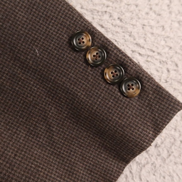 Jos A Bank Jacket M 40R Brown Houndstooth 100% Wool Cashmere Blazer Sport Coat - Picture 6 of 16